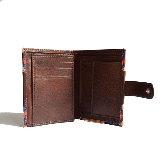 Ethnic Bi-Fold Mini Wallet - Dark Brown