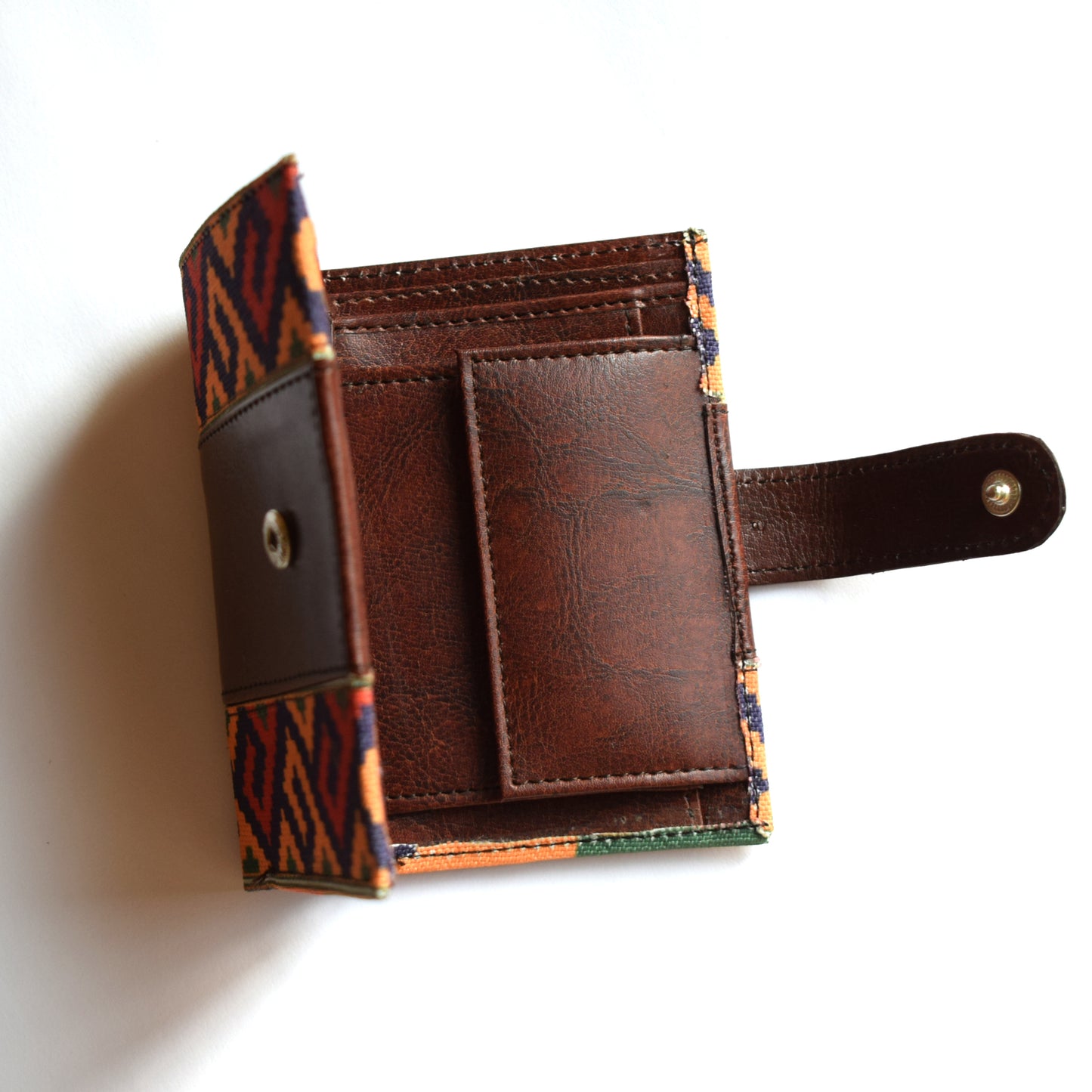 Ethnic Bi-Fold Mini Wallet - Dark Brown