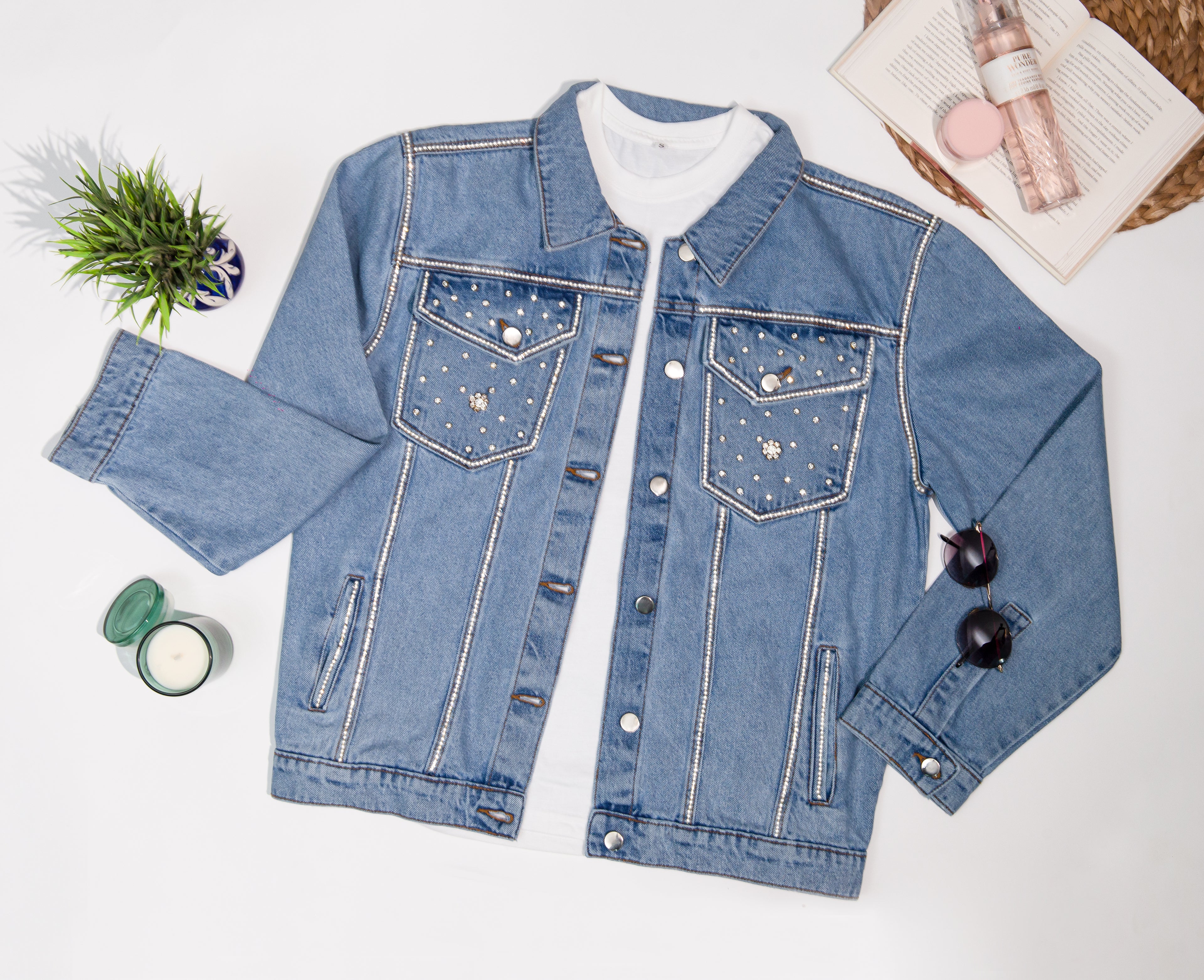 Starry Night Embellished Denim Jacket