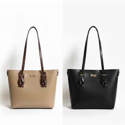 Set of 2: Classic Totes - Ivory & Black (SAVE RS.1000/-)