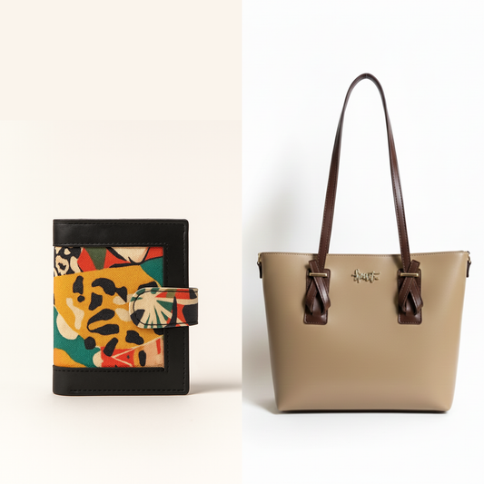 Set of 2: Signature Pair - Everyday Ivory Tote & Mini Wallet (Save Rs. 800/-)