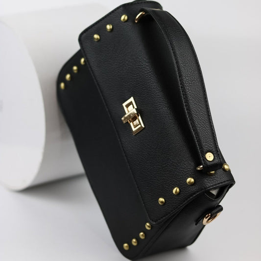 Black & Gold Studded Crossbody Bag