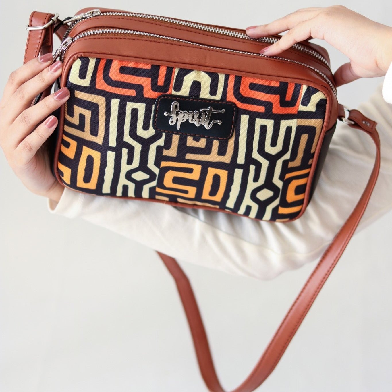 Twin-Zipper Crossbody Bag