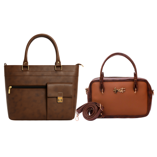 Set of 2: Work & Weekend Set - Lockwood Handbag & Cocoa Mini Crossbody Bag (SAVE Rs. 1000)