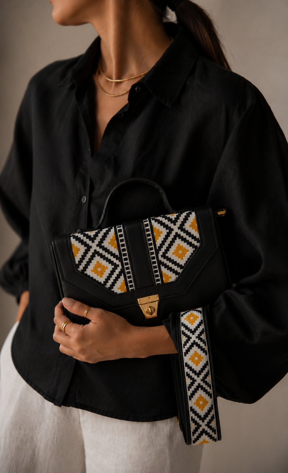 Yellow Noir Box Crossbody Bag