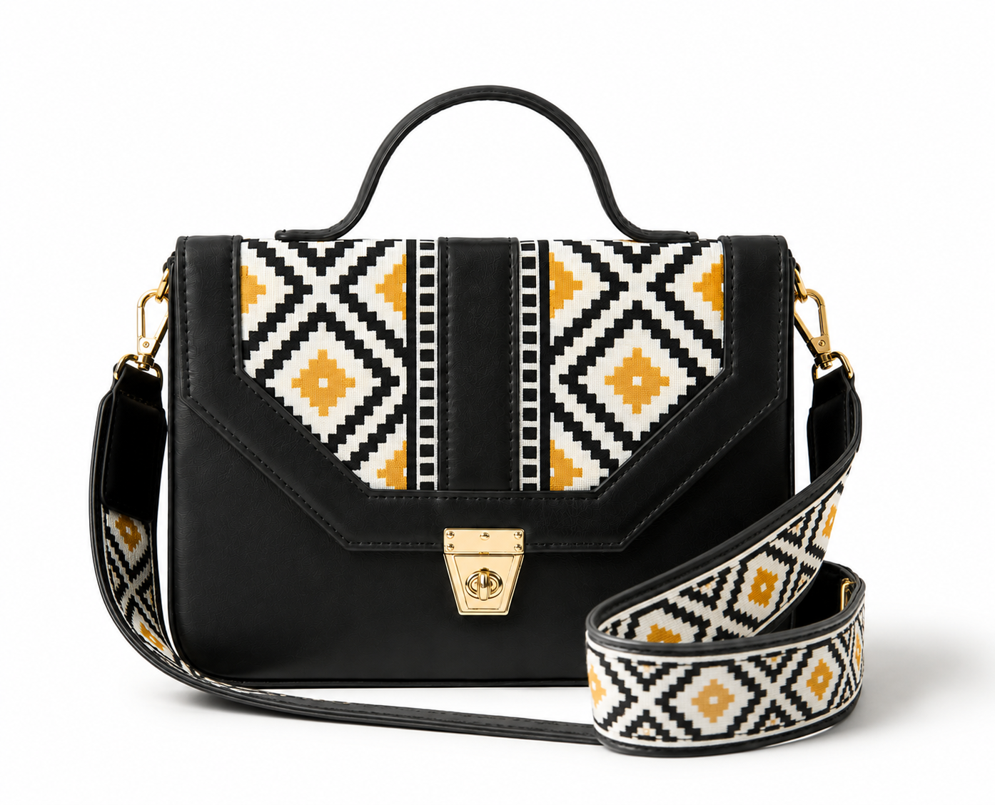 Yellow Noir Box Crossbody Bag