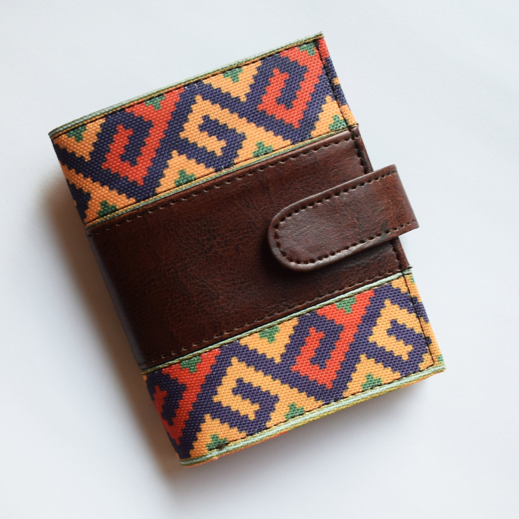 Ethnic Bi-Fold Mini Wallet - Dark Brown