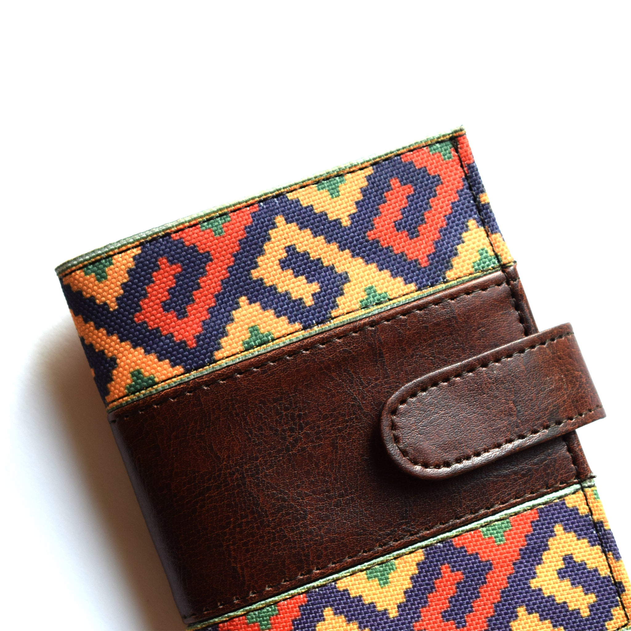 Ethnic Bi-Fold Mini Wallet - Dark Brown