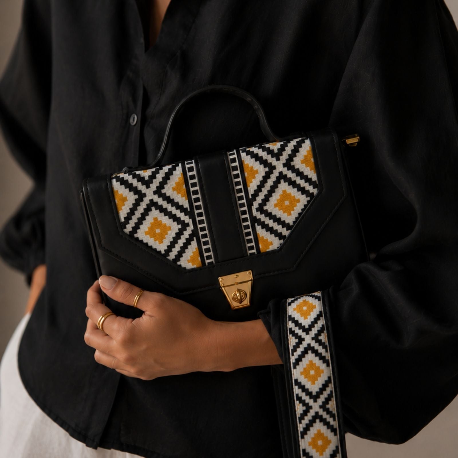 Yellow Noir Box Crossbody Bag