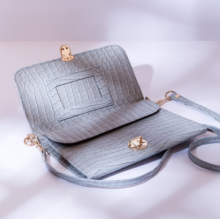 Gilded Glamour Purse - Ice Blue