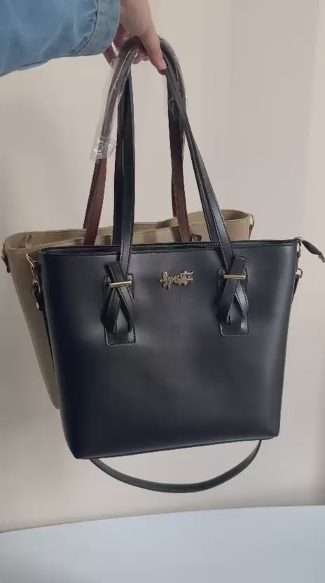 Set of 2: Classic Totes - Ivory & Black (SAVE RS.1000/-)