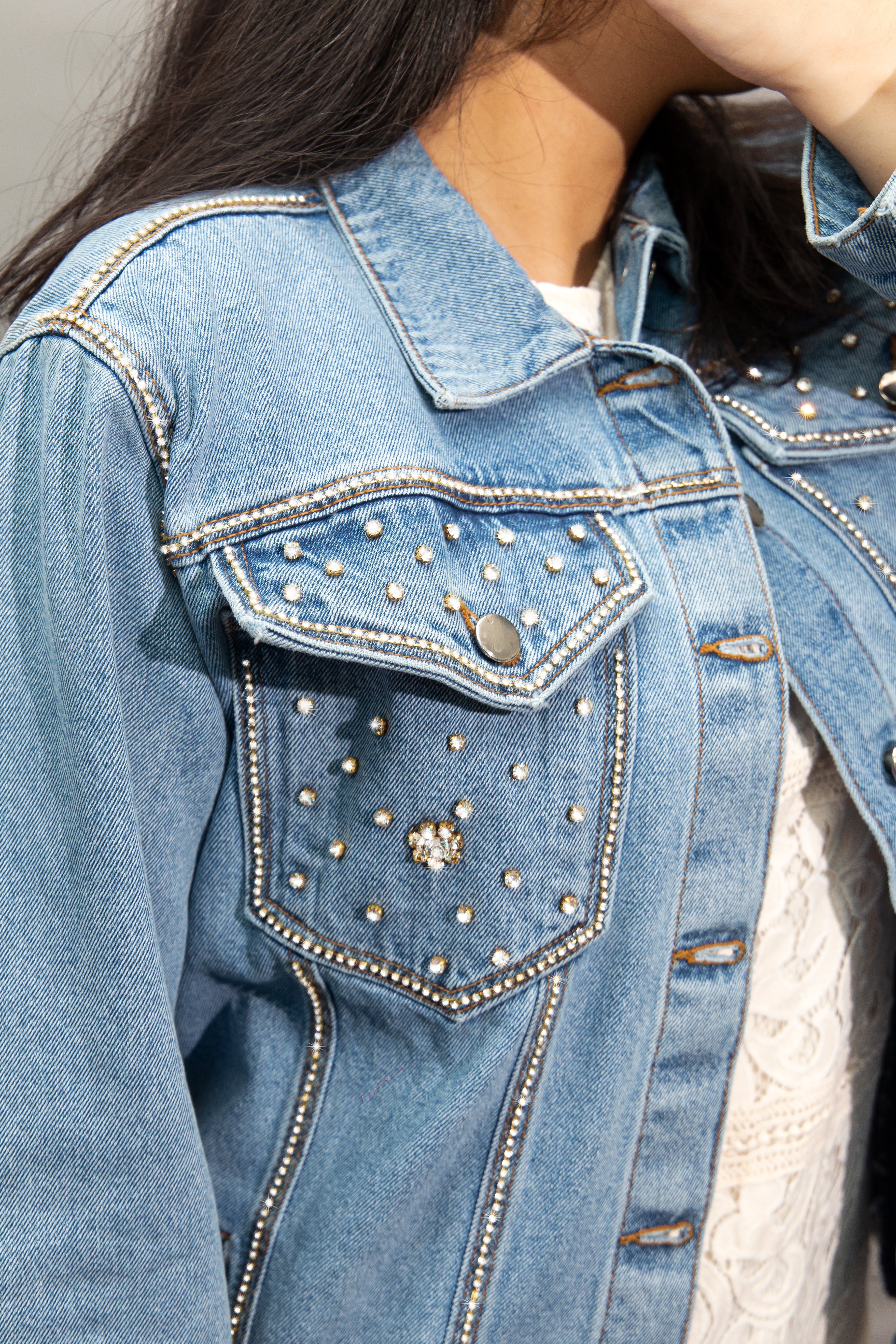 Starry Night Embellished Denim Jacket