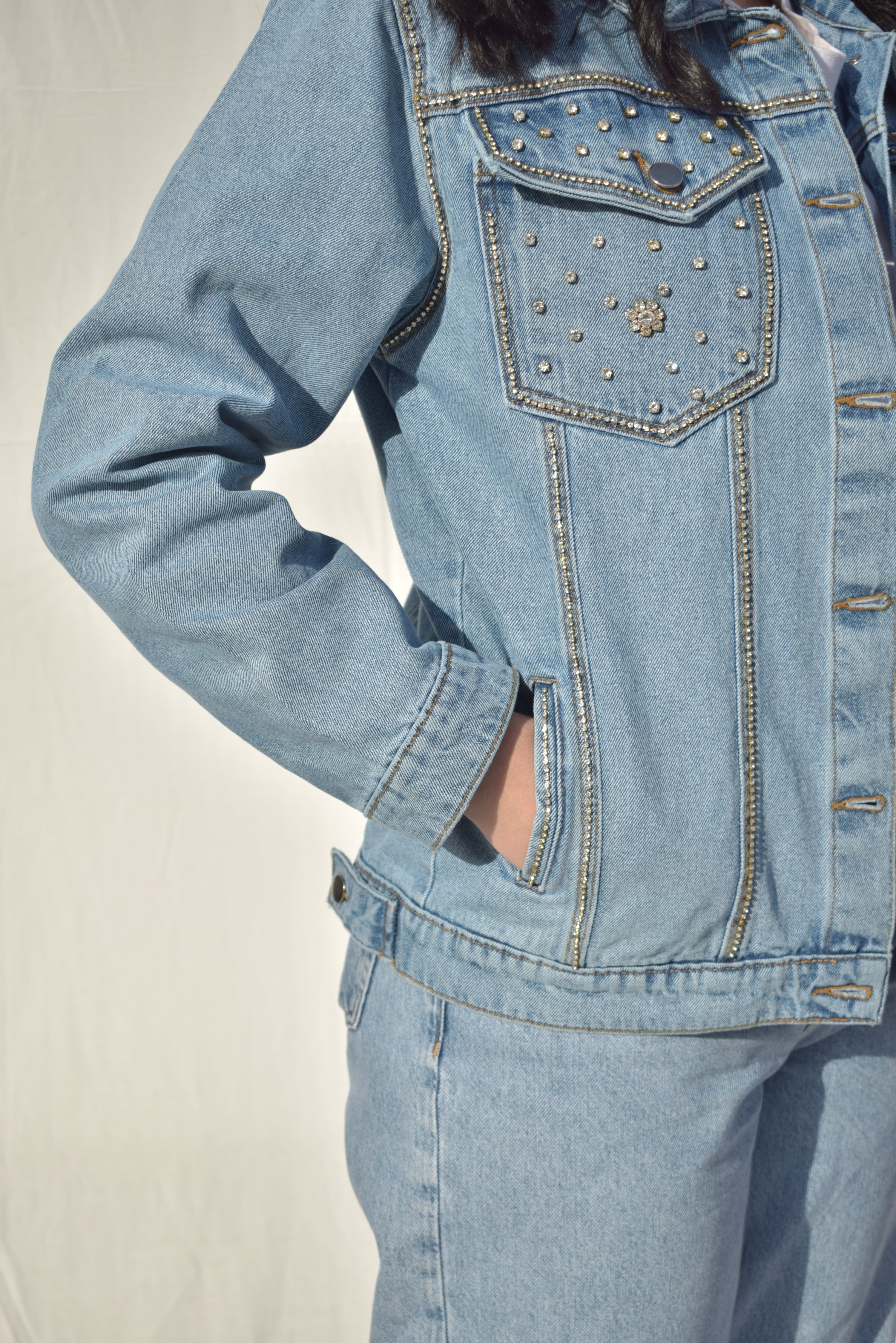 Starry Night Embellished Denim Jacket